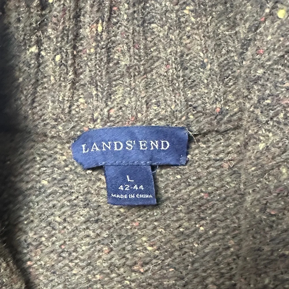 Lands' End Men's Wool Turtleneck Sweater in Olive - Picture 4 of 9